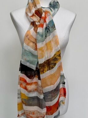 Striped Multi-Color Lightweight Scarf by BANANIS Original Price 125.00